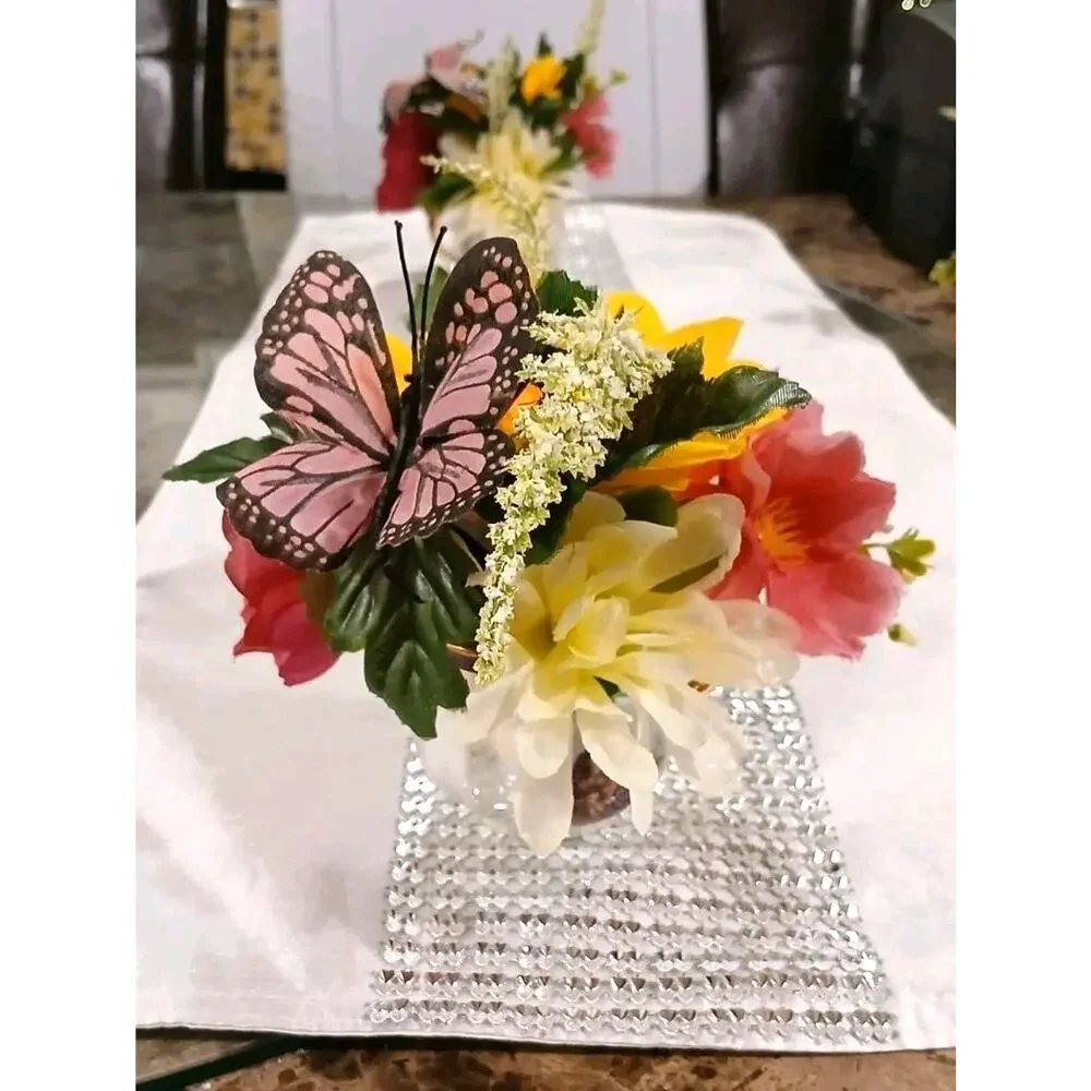 Pink‎ Butterfly Floral Arrangement Tea Cup POP-IN Bridal Party Birthday Get Well